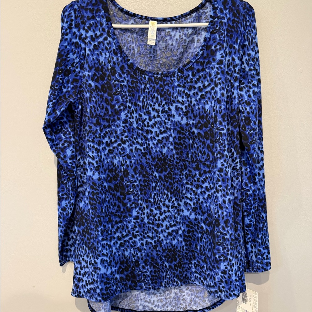 NWT LuLaRoe Lynnae Size Large Purple and Black Animal Cheetah Print Long Sleeve